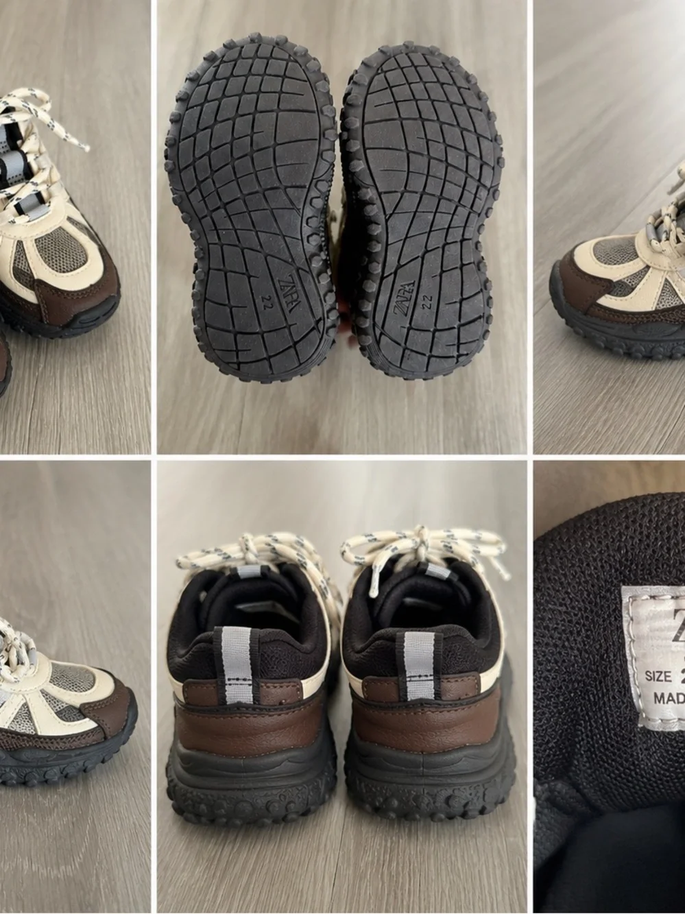 Zara Cream, Brown & Black Toddler Athletic Sneakers